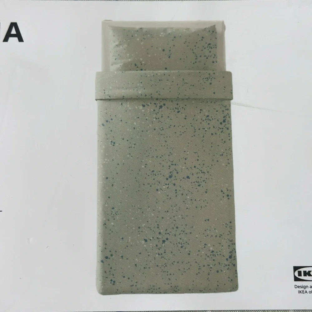Ikea Silverkacia Twin Duvet Cover And 1 pillow case Dotted Green W Blue & White